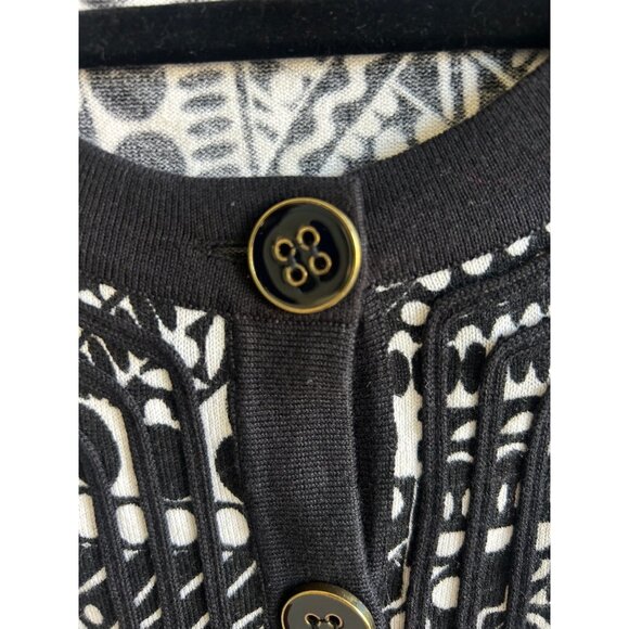 Cable & Gauge Black and White Geometric Cropped Cardigan Sweater Size Large P - Picture 3 of 7